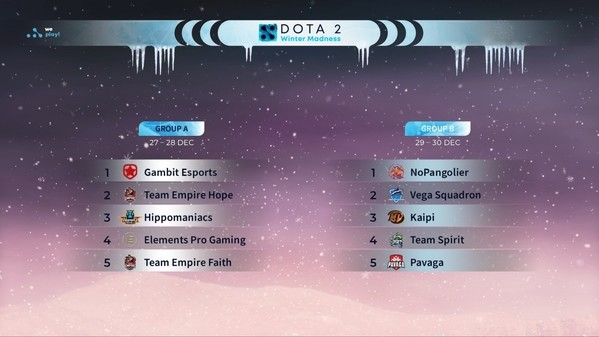 Groups drawn for WePlay Winter Madness