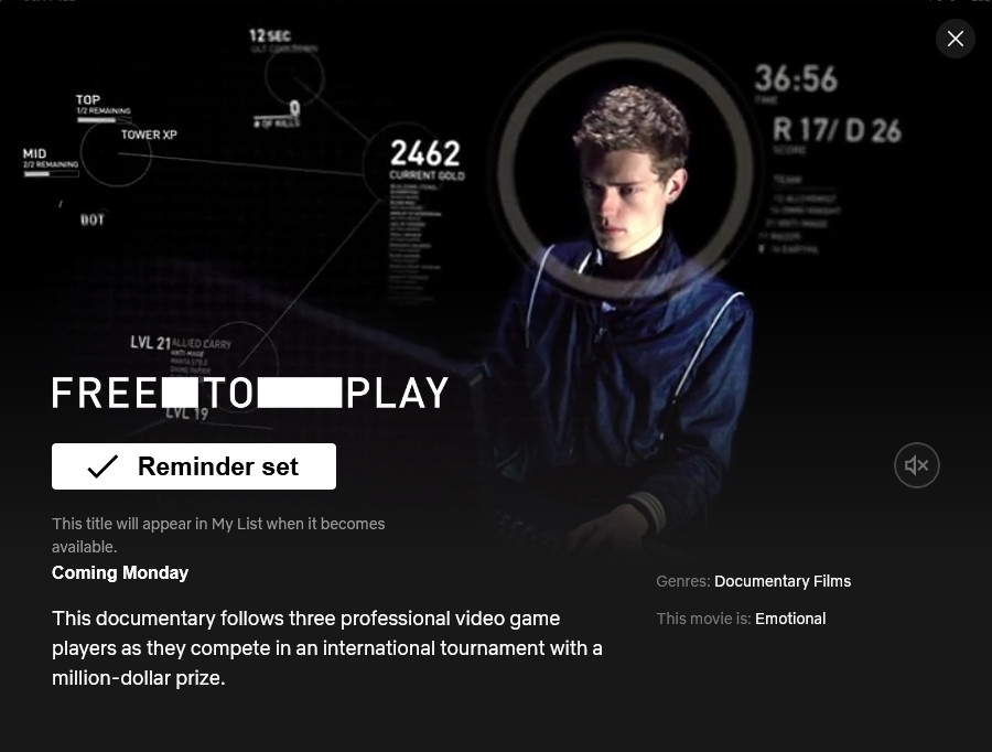 Is Documentary 'Free to Play 2014' streaming on Netflix?