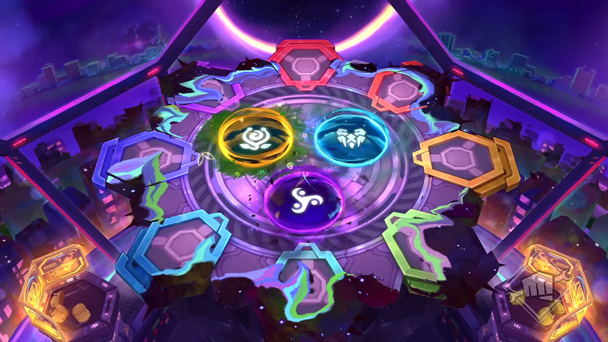 Auf dem Bild sind drei Portale der neuen Set-Mechanik zu sehen.
