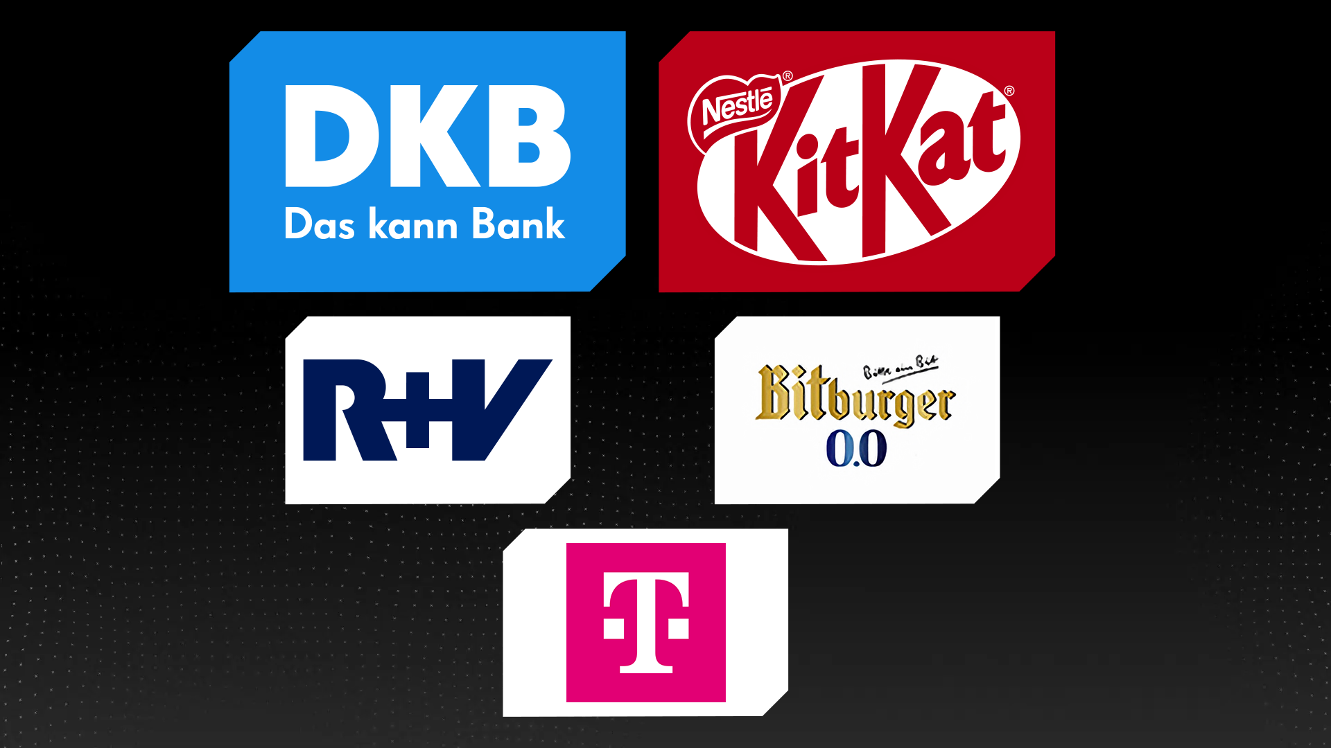 Die Sponsoren der Prime League 2024: DKB, R+V, Telekom Deutschland, KitKat und Bitburger 0,0.